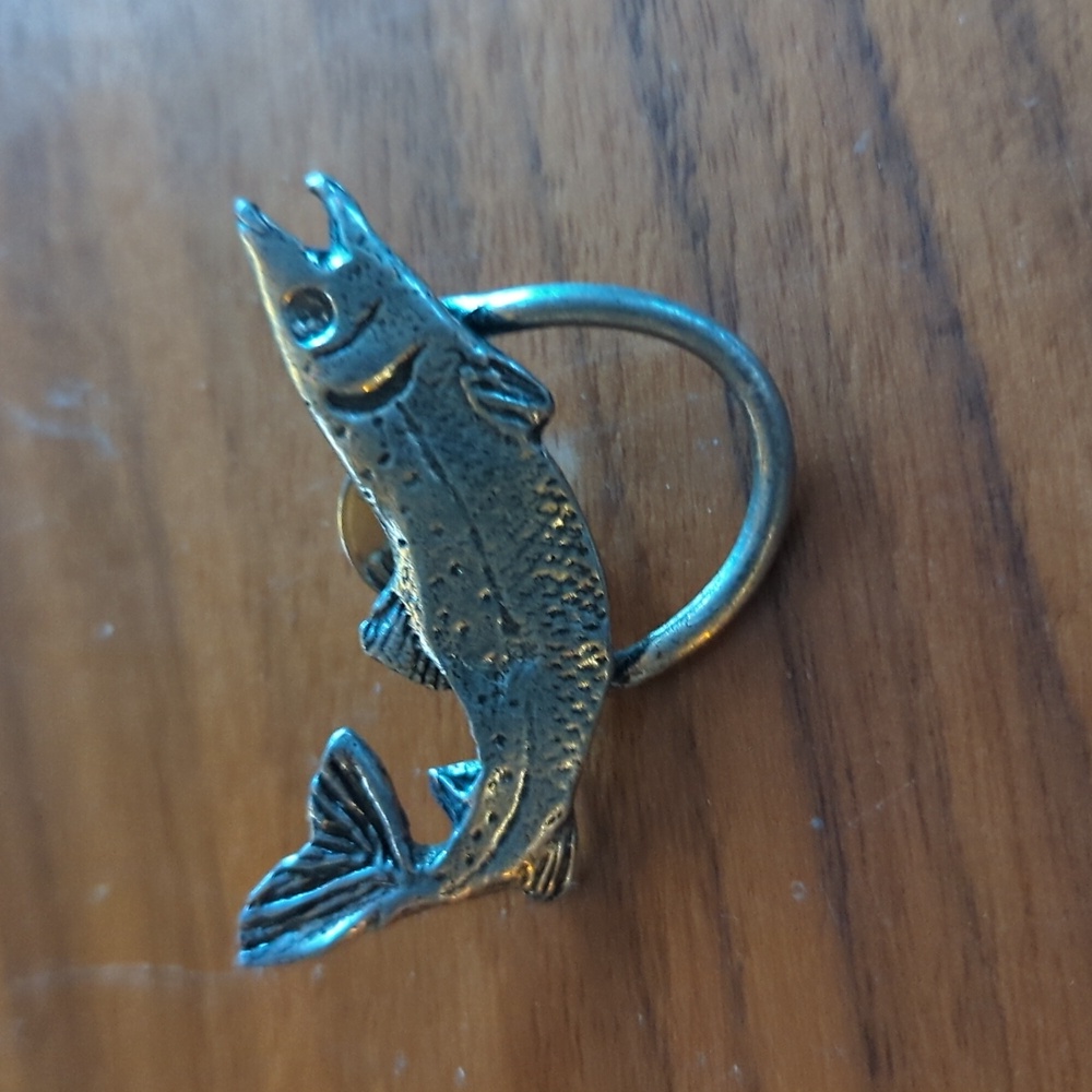 Vintage Signed H. Adams Pewter Fish Pin